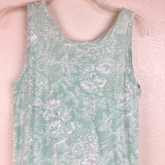 Laura Ashley Vintage Green & White Midi Pullover Drop Waist Sun Dress Sz S/M - Picture 4 of 9
